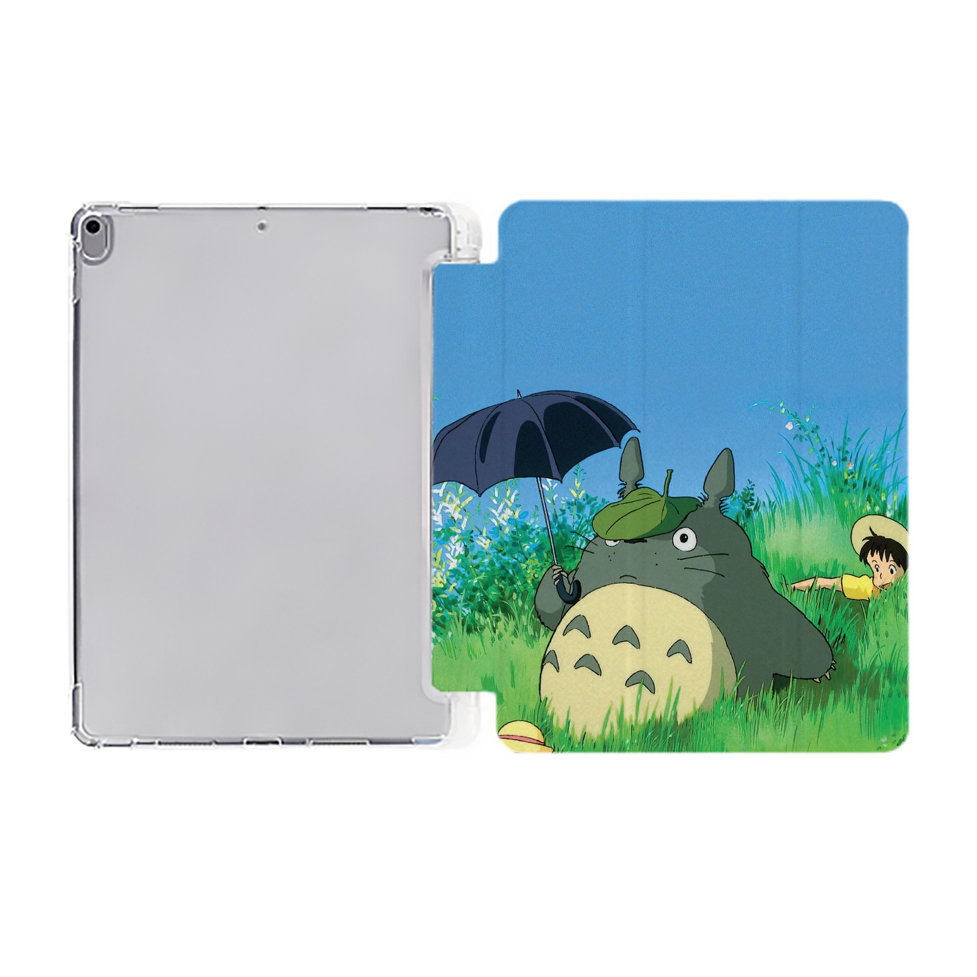 （画像用） となりのトトロ 草壁メイ 草壁サツキ My Neighbor Totoro Satsuki Kusakabe Mei Kusakabe IPad ケース ペン収納付き 三つ折りスタンド PUレザー×シリコン 対応機種9.5/10.5/10.9インチ